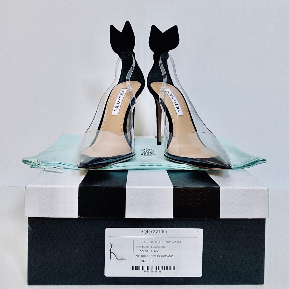Aquazzura Bow Tie Plexi 105 Pump US8/8.5 NEW - Picture 10 of 16